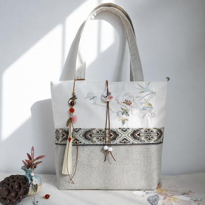Sac à Main Femme en Toile Brodée – Style Élégant