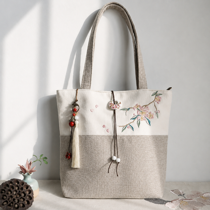 Sac à Main Femme en Toile Brodée – Style Élégant