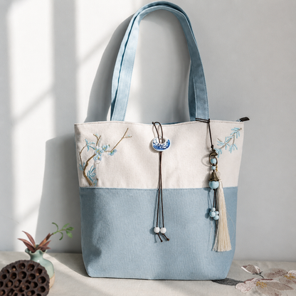 Sac à Main Femme en Toile Brodée – Style Élégant